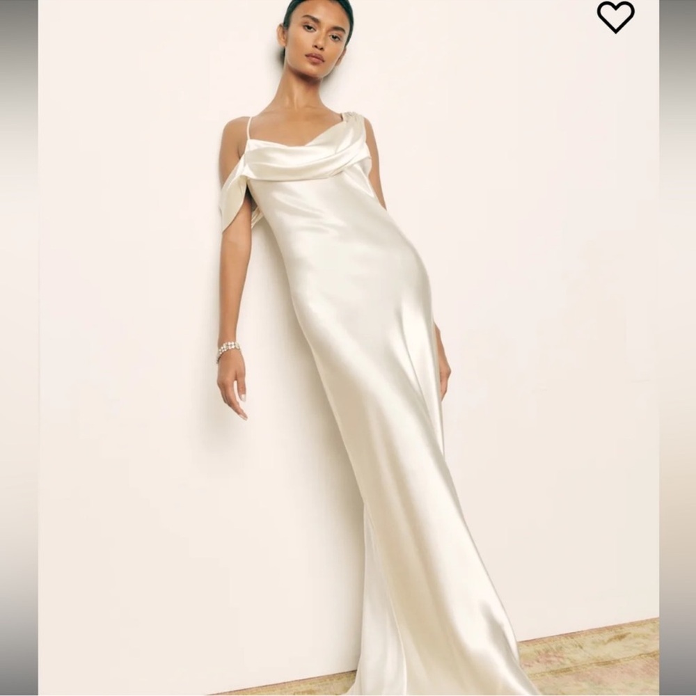 Reformation Rhonda Silk Dress in Ivory